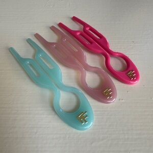 Fiona Franchimon No 1 Hairpin Trio-Tantalizing Blue, Seashell Pink, Strawberry